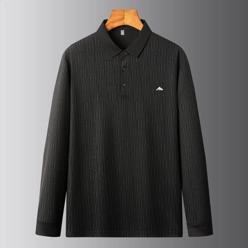 8XL 7XL 6XL Autumn High End Fashion Printed Polo Shirt Men Long Sleeve Lapel Mens Polos Casual Loose Tee Shirts Homme 240813
