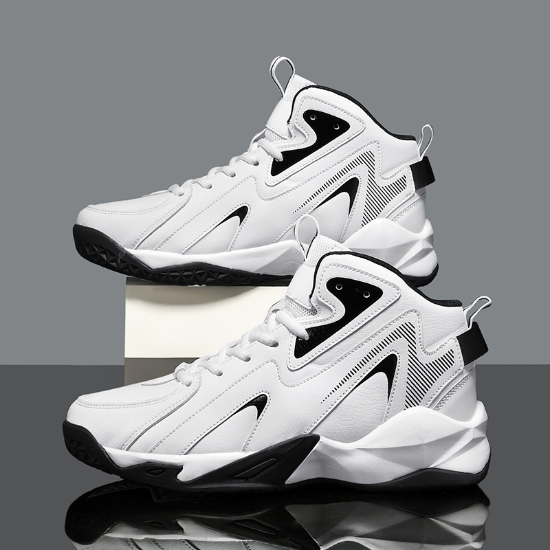 Brand Men High-Top Leather Basketball Shoes Autumn Winter Non-slip Training Sneakers Sports Shoes Casual Breathable Tennis Shoes