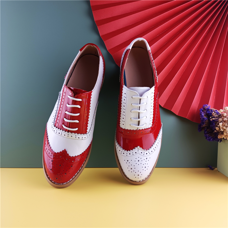 Women's Flats Oxford Shoes Woman Genuine Leather Sneakers Ladies Brogues Vintage Casual Oxfords Shoes For Women Footwear