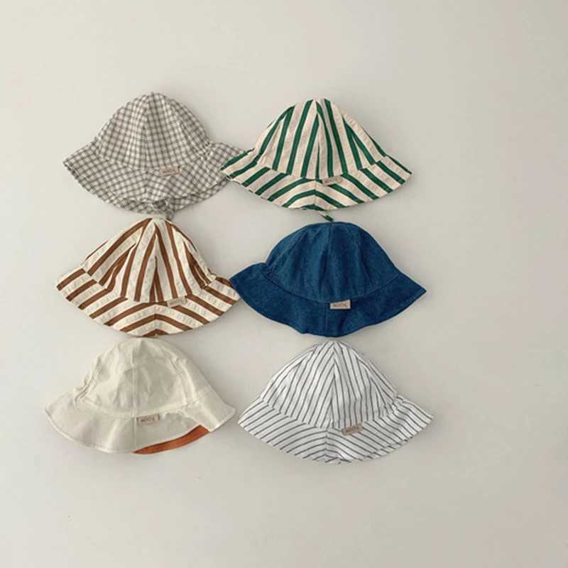 Summer Baby Sun Hat Double Sided Wear Infant Fisherman Cap Outdoor Beach Windproof Kids Panama Sun HatsXJ240730