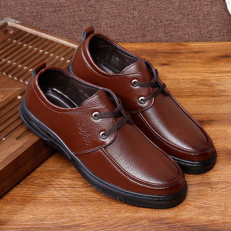 Men's Genuine Head Soft Anti-slip Rubber Loafers Man Casual Real Leather Shoes 20230 31a7