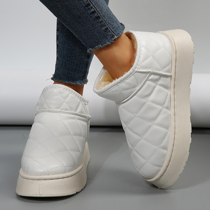 White Black Chunky Platform Snow Women 2023 Winter Warm Plush Ankle Boots Woman Waterproof Thick Sole Cotton Padded Shoes 8600