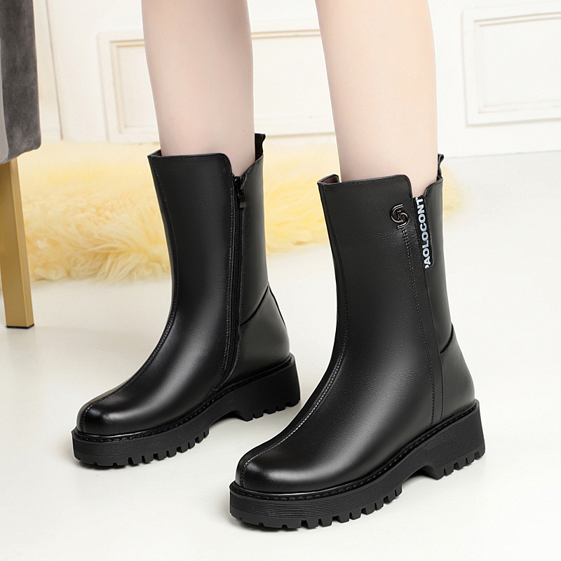 AIYUQI Women Winter Boots Natural Wool 2024 Genuine Leather Women Snow Boots Non Slip Round Toe Large Size Women Boots