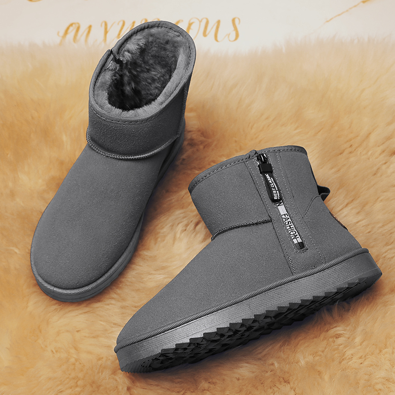 For 2024 Snow Mid-calf Warm Thick Plush Winter Boots Men Cotton Shoes Big size46 271e