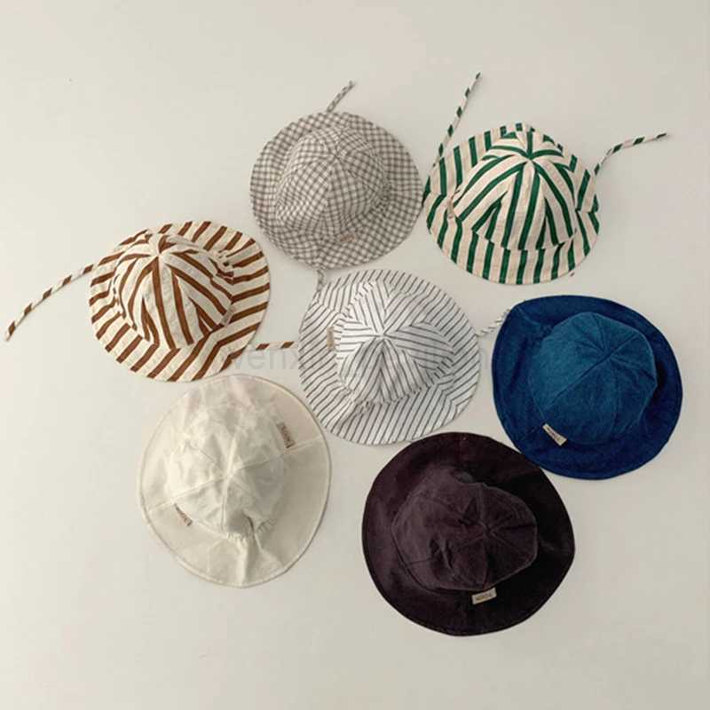 Summer Baby Sun Hat Double Sided Wear Infant Fisherman Cap Outdoor Beach Windproof Kids Panama Sun HatsXJ240730