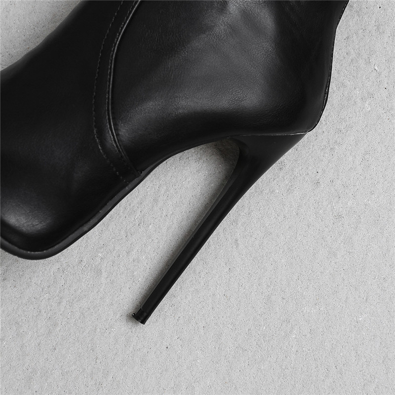 Brand Women's Ankle Boots Spring Autumn Fashion Pointed Toe Ladies Shoes High Heels Sexy Nightclub Boots Gray Black Large Size