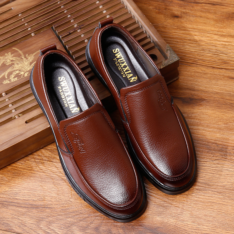 Men's Genuine Head Soft Anti-slip Rubber Loafers Man Casual Real Leather Shoes 20230 31a7