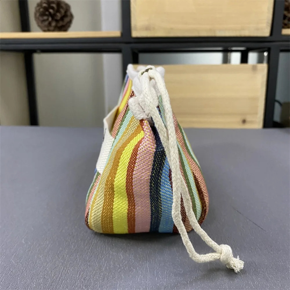 Fashion Canvas Wristlet Makeup Cosmetic Bag Ladies Make Up Zip Pouch For Women Cotton Portable Makeup Box Bag Organizer 240730