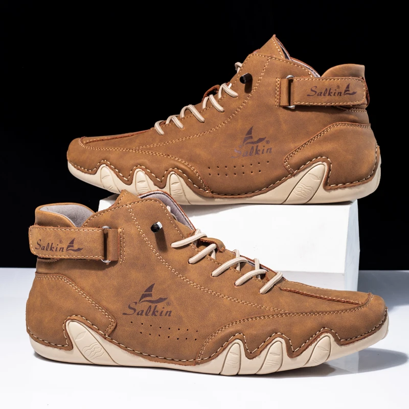 Soft Microfiber Leather Men Shoes 8 Color Ankle Boots Fashion Design Outdoor Handmade Casual Hiking Shoes for Men Big Size 47 48