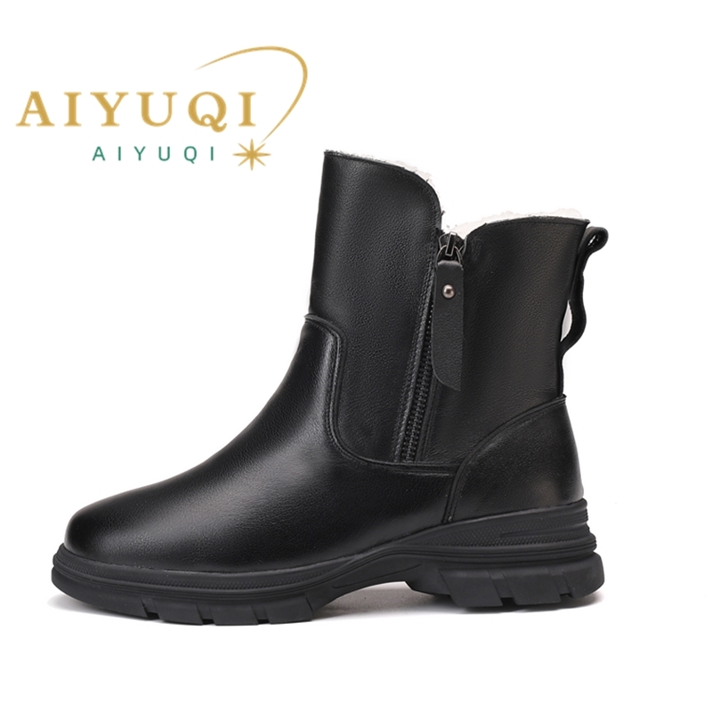 AIYUQI Women Winter Boots Anti Slip 2024 New Genuine Leather Women Ankle Boots Large Size Warm Snow Boots Women