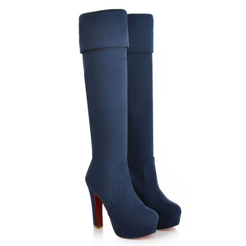Female Fashion Over The Winter Knee Women Platform High Heels Long Boots Ladies Shoe Plus Size 45 46 7fdc