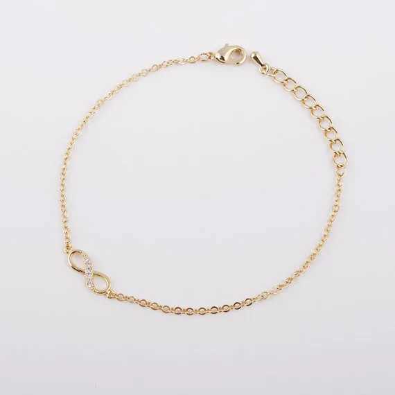 Kinitial Hot Infinity Number 8-Chain Bracelet CZ Infinity Bracelet Mens Friendship Bracelet Bohemian Charm JewelryW240730