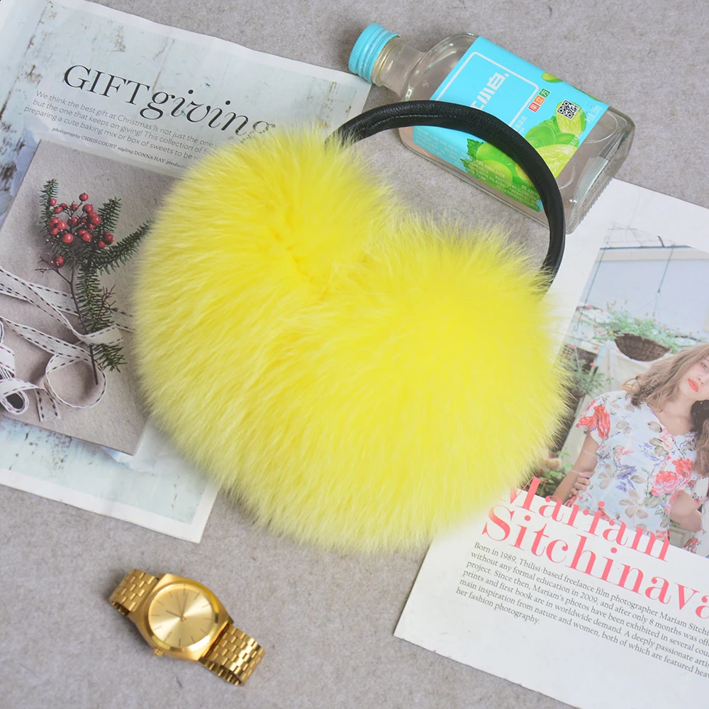 Real Fox Raccoon Fur Hang Ear Cover Warm Winter Earmuffs Headwear Ear Muffs Earmuffs Cold Ear Warmer Ear Protection Headband 240723