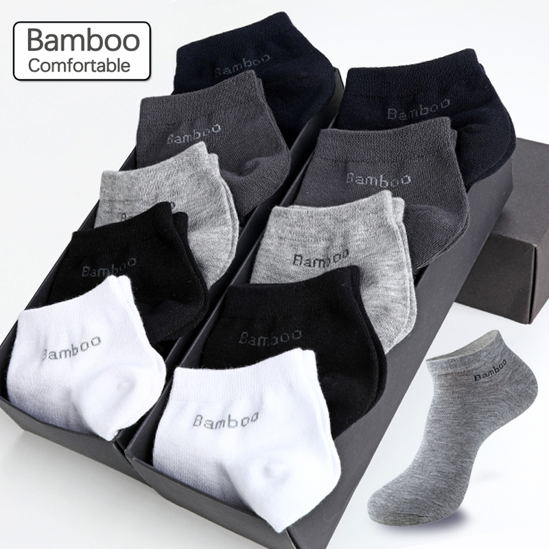 10 Pairs / Pack Men's Bamboo Fiber Socks Short High Quality New Casual Breatheable Anti-Bacterial Man Ankle Socks Men