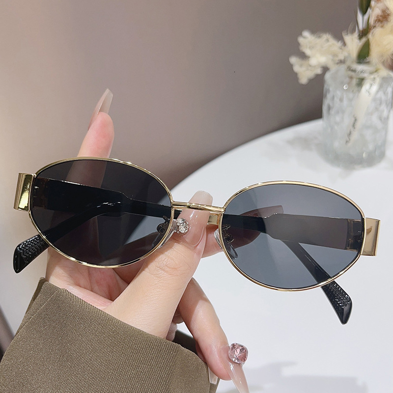 fashion Oval Sunglasses for Women Brand Metal Frame Sun Glasses Ladies Classic Vintage Round Shades Unisex