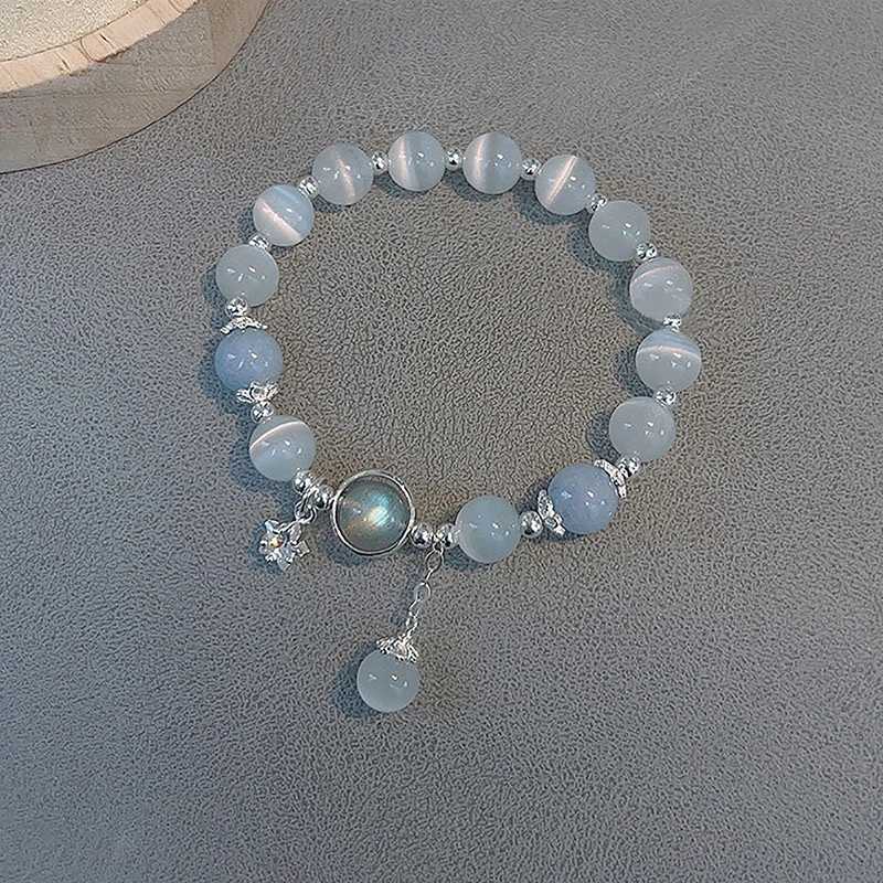 Original Opal Sea Blue Treasure Moonlight Crystal Bracelet Light Luxury Elastic Bracelet for Girls Jewelry AccessoriesW240730
