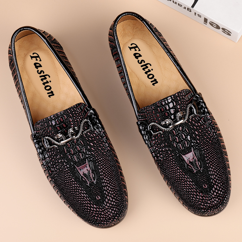 Trendy Brand Men's Genuine Leather Shoes Luxurious Banquet Dress Shoes Men's Low Top Loafers Casual Walking Shoes Big Size：36-47