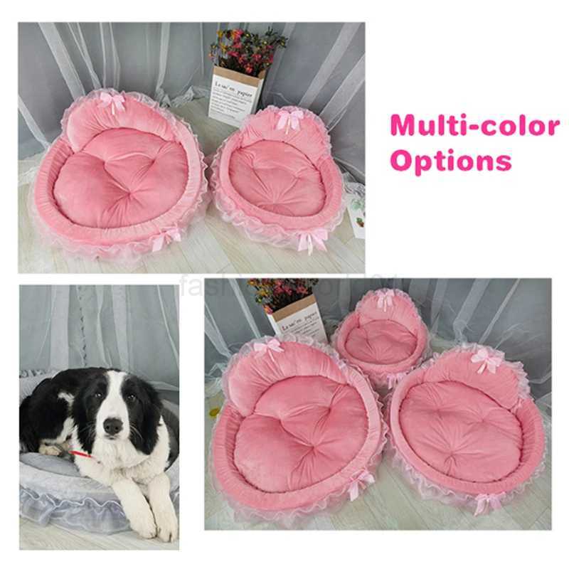 2025 new Cute bow lace mini puppy sleeping on the floor warm pad detachable dog basket pet bed furniture