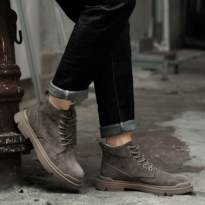 Mens Top High Quality Leather Shoes Fashion Outdoor Motorcycle Ankle Male Winter Plus Veet Warm Lace Up Boots 87b2