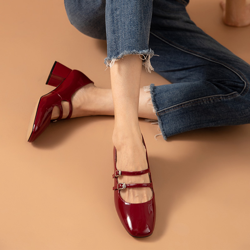 Pumps BeauToday Women Patent Leather Square Toe Mary Janes Buckle Straps Sweet New Girl Princess Party Shoes Handmade 15217 2ee1