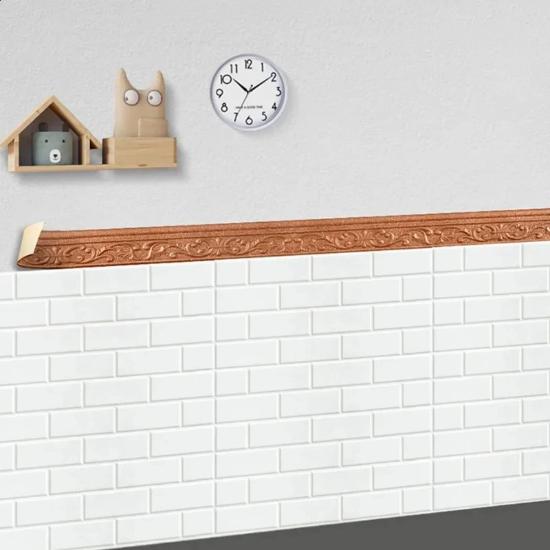 10m/Roll 3D Wall Trim Line Skirting Border Self Adhesive Waterproof Baseboard Wallpaper Wall Sticker For Room Home Decoration 240730