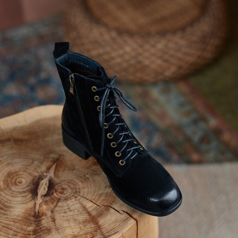 SALES HOT Fall Shoes Zipper Genuine Leather Retro Lace Ankle for Plus Size 42 Fashion Winter Boots Women 43e2