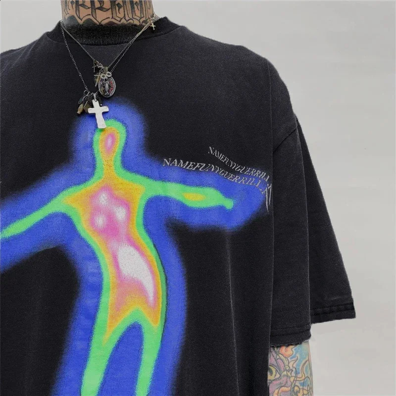 T-shirt Women Distorted Portrait Print Short Sleeve Harajuku Oversized T-shirt Hip Hop Streetwear Men T Shirt Y2k Top Graphic 240730