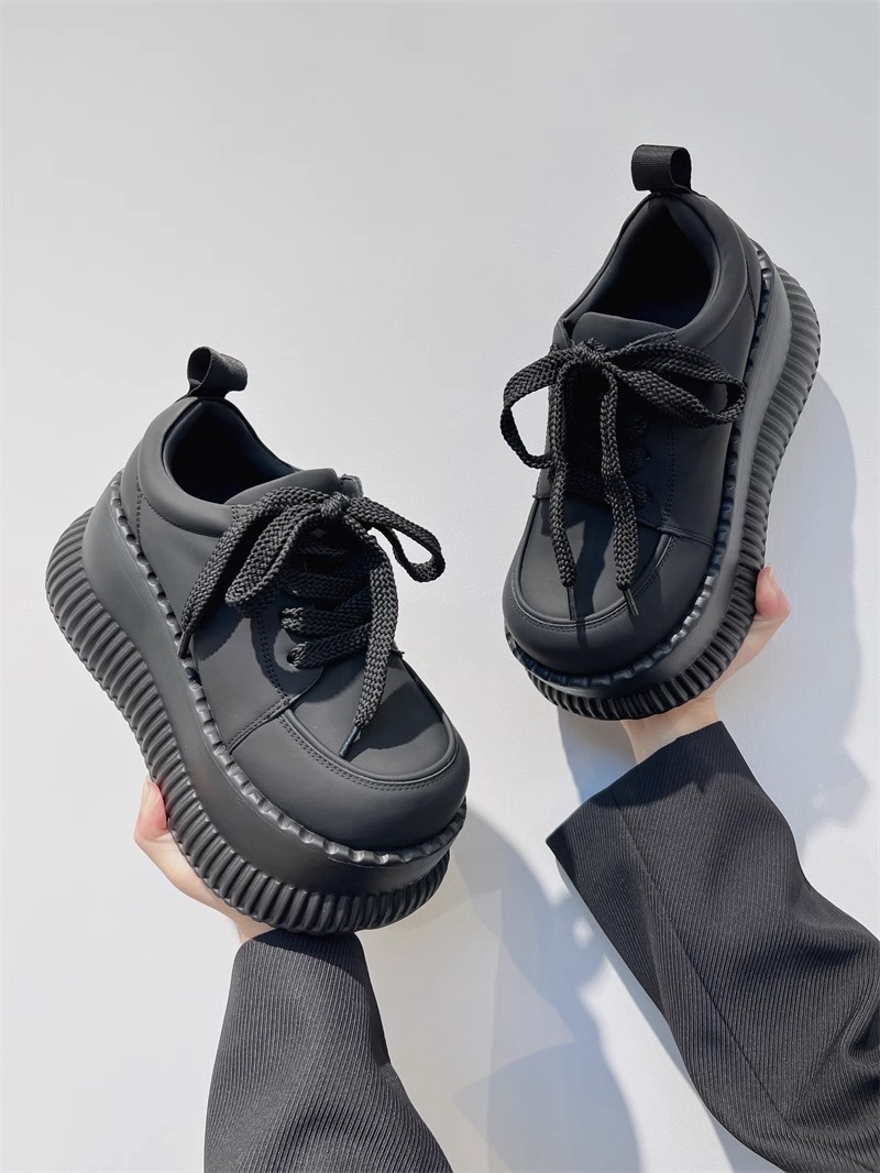 Wedges Platform Leather adb1f Casual for Chunky Sneakers Height Increase Shoes New Women Fashion