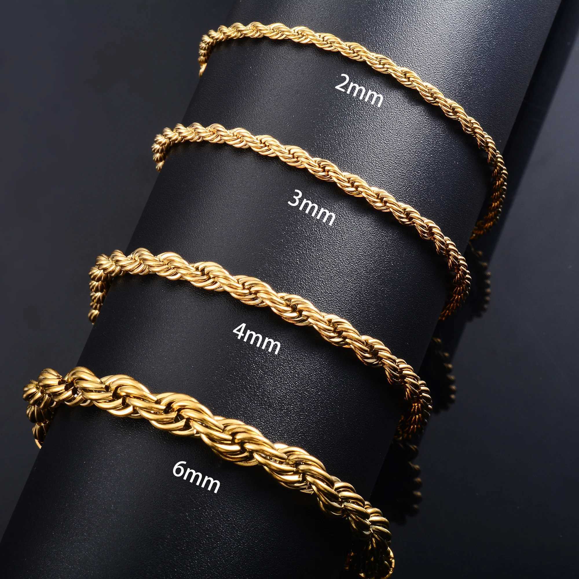 Mens stainless steel rope chain bracelet womens bracelet gold/silver colored ankle bracelet ankle jewelry accessories DIY giftW240730