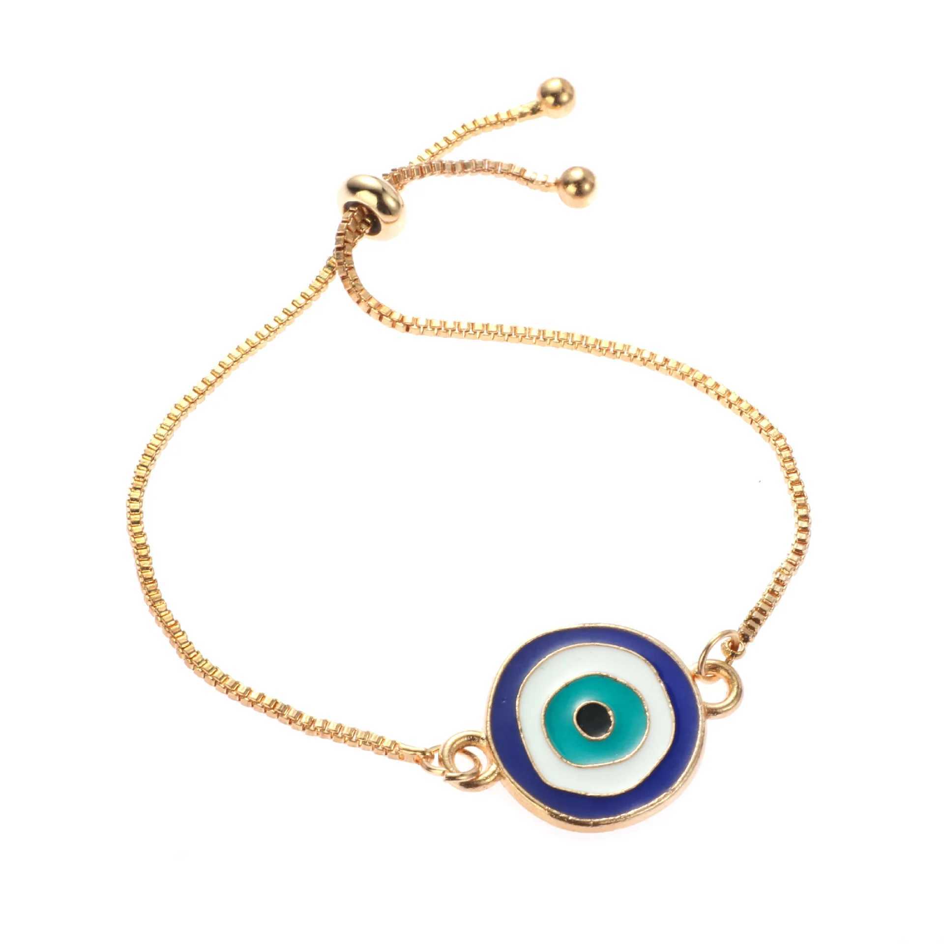 New Fashion Trkiye Blue Evil Eye Bracelet Womens Simple Adjustable Lucky Chain Zircon Eye Bracelet Jewelry Birthday GiftW240730