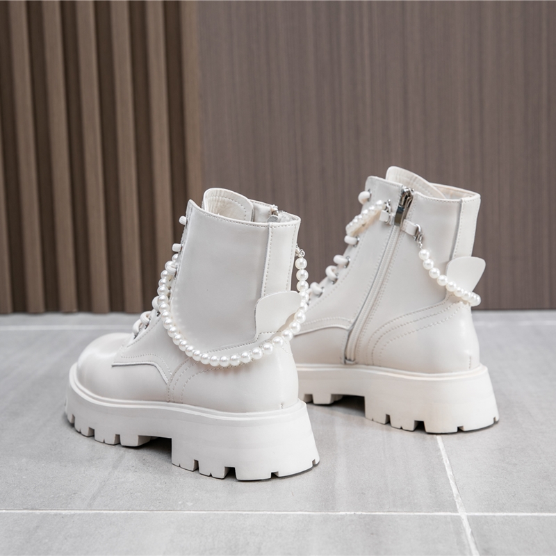 AIYUQI Women's Ankle Boots Winter Large Size Genuine Leather Fashion Beaded Women Short Boots Fur Warm Women's Booties