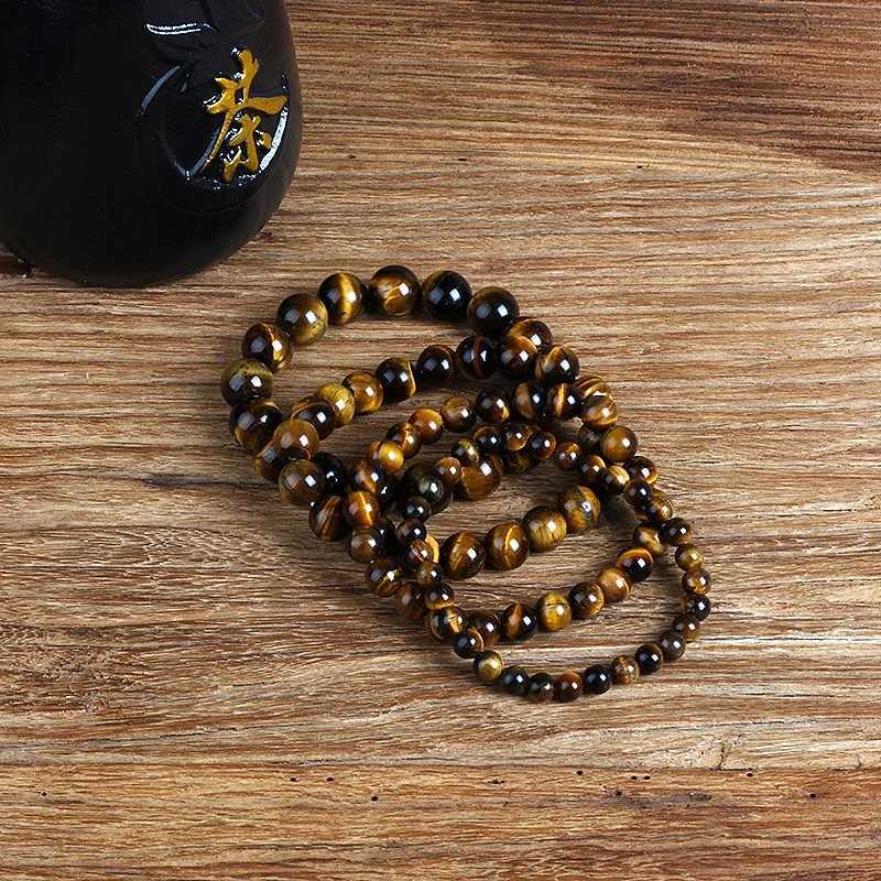 Kirykle Fashion Tiger Eye Bracelet for Men 4-12mm Natural Energy Stone Beads Spiritual Healing Bracelet for Women Jewelry Pulse GiftW240730