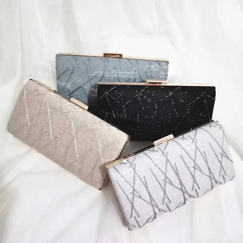 Party Glitter Chain Womens Evening Bag Metal Chain Clutch Purse Glitter Party Wedding HandbagXJ240730