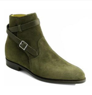 New Men Shoes Classic High-end Handmade Red Faux Suede Belt Adjustable Buckle Low-heel All-match Fashion Ankle Boots2021