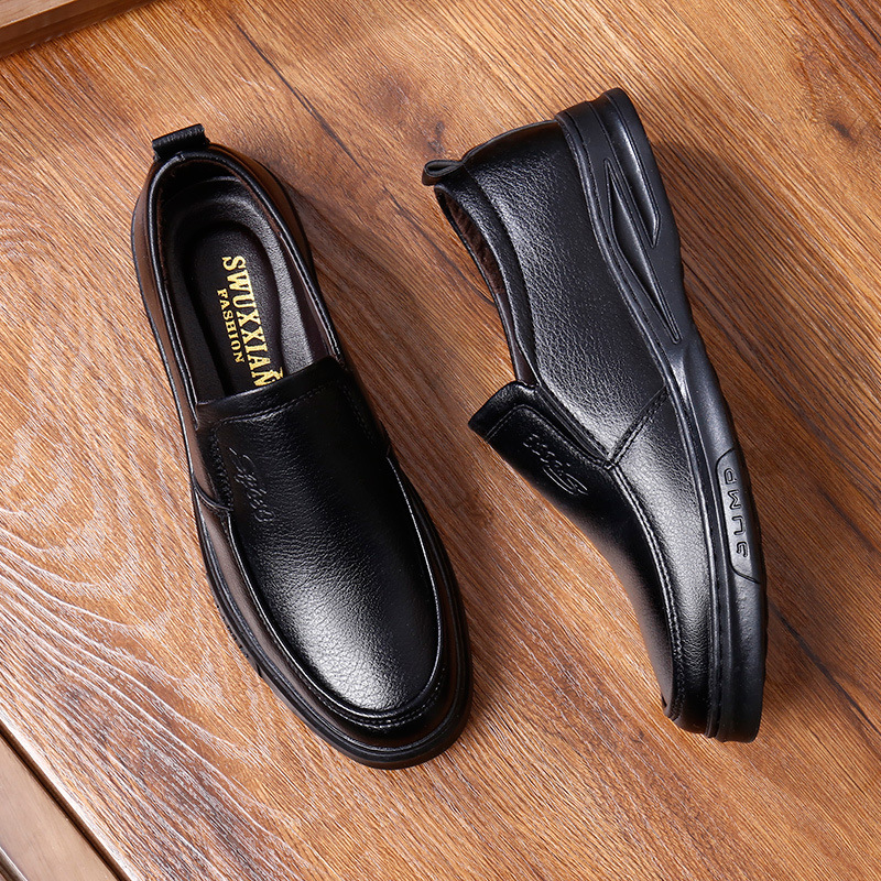 Men's Genuine Head Soft Anti-slip Rubber Loafers Man Casual Real Leather Shoes 20230 31a7