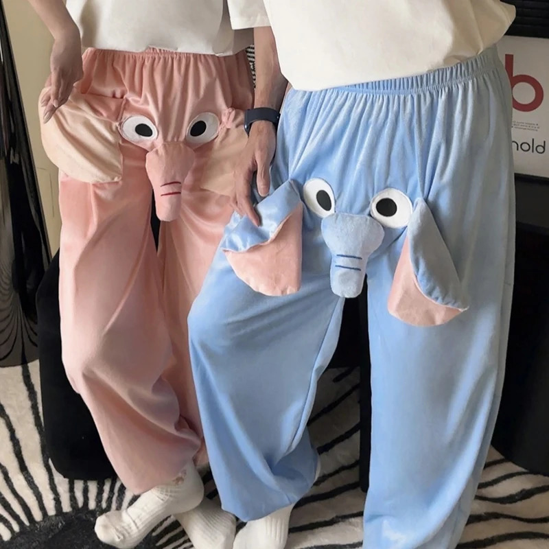 S/M/L/XL Autumn And Winter Funny And Cute Couple Pajama Pants With A Ringing Elephant Trunk 240730