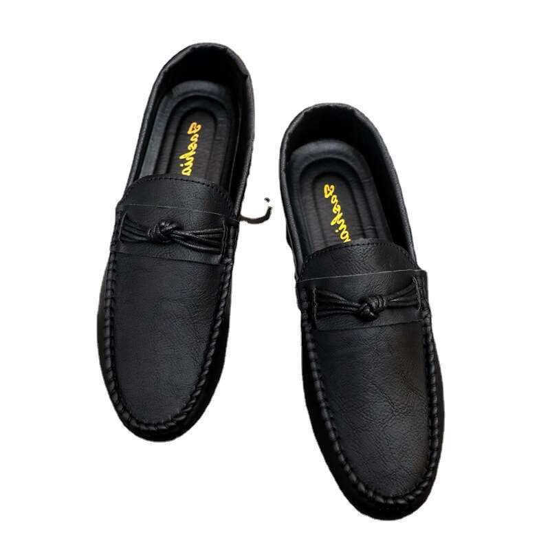 Spirit Boy Breathable Non-Slip Loafer Bean Shoes To Work British Wind Soft Sole Casual Slip-On New Men'S Shoes Classic Black size