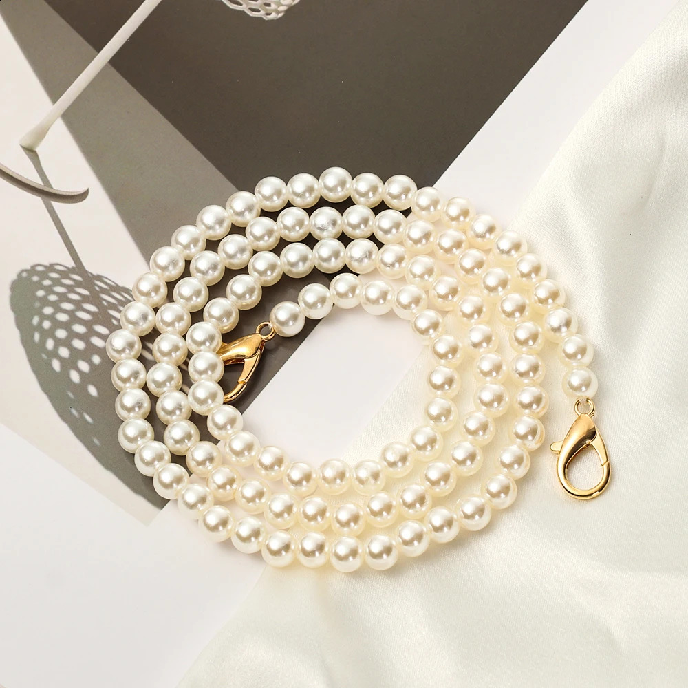 8/10mm Pearl Strap for Bags Handbag Handles DIY purse Replacement Long Beaded Chain for Shoulder Bag Straps Pearl Belt 240730