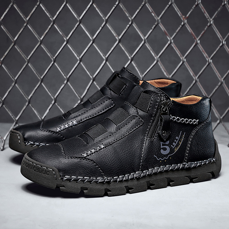 New In Mens Genuine Leather Slip on Handmade Ankle Boots Comfortable Winter Fashion Moccasin NEW Men Casual Shoes