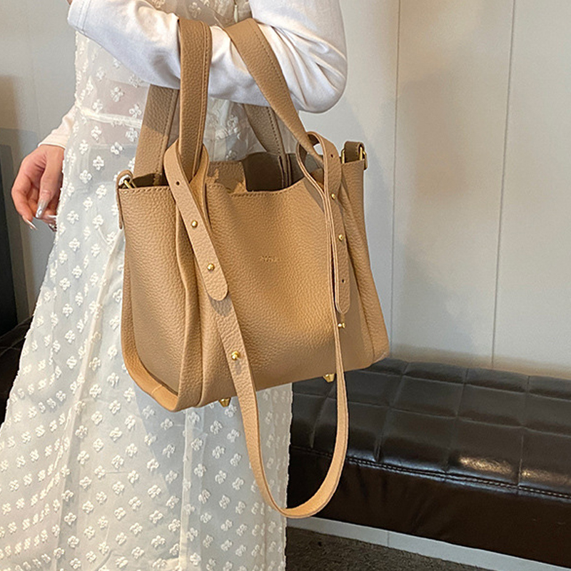HBP Lychee Patterned Bucket Summer Shoulder Handheld Vegetable Basket Bag Women Handbag Tote Crossbody Purse Two Piece Set Plain Color Shopping Bags