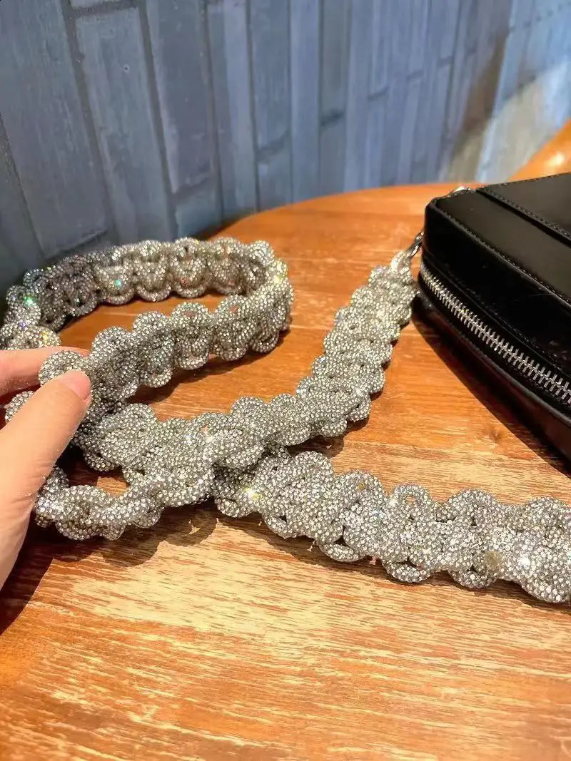 Crystal Rhinestones Diamond Woven Handmade Bag Strap For Handbag Purse Crossbody Shoulder Strap Glitter Belt Bag Accessories 240729