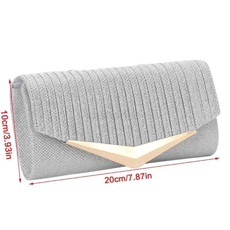 New Womens Dinner Bag Pure Clamshell Wedding Dress Bag Metal Chain Shoulder Bag Metal Pieces Embellished Fashion Clutch BagXJ240730