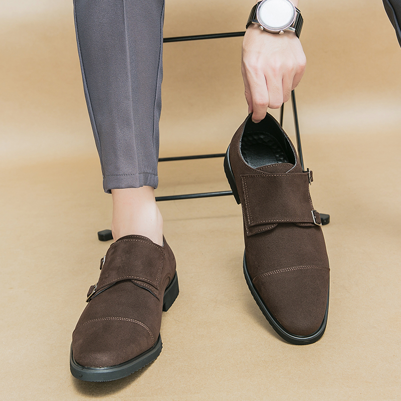 Luxury Dress Shoes for Men Designer Business Men Oxford Shoes Monks Pointed Wedding Formal Shoes Suede Leather Fashion Loafers