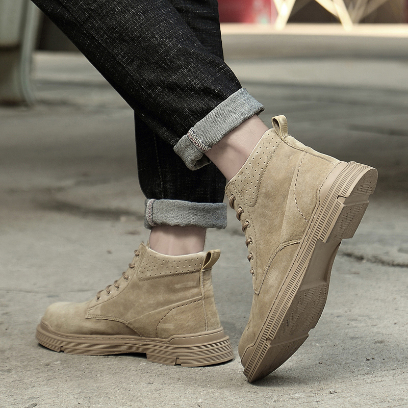 Mens Top High Quality Leather Shoes Fashion Outdoor Motorcycle Ankle Male Winter Plus Veet Warm Lace Up Boots 87b2