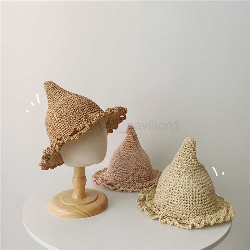 INS Style Cute Pinnacle Straw Hat For Baby Boys And Girls Wizard Hat Big Brim Summer Sunhat Kids Fisherman Hat Fashion CapXJ240730