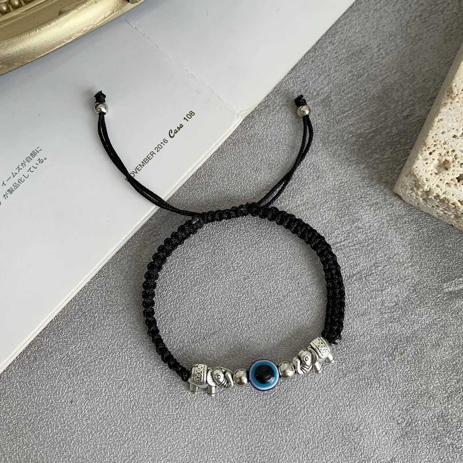 Trkiye Lucky Blue Evil Eye Bracelet Womens Handwoven Red Black Blue Rope Demon Eye Bracelet Friendship JewelryW240730