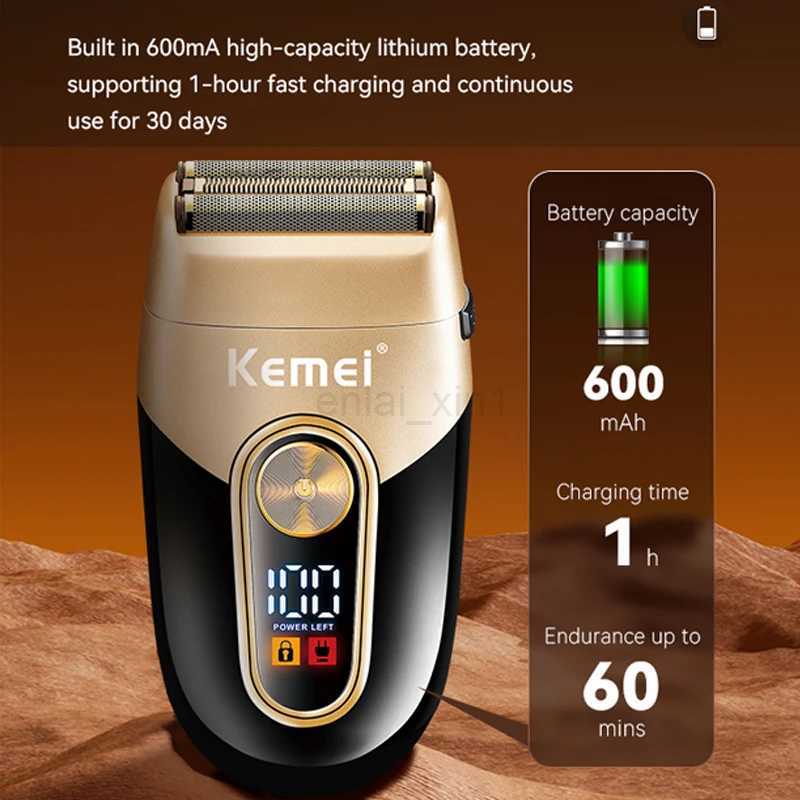 Kemei 3209 Washable Beard Electric Shaver For Men Rechargeable Stubble Electric Razor Head Shaving Machine Balds 3-Blades SystemY240730