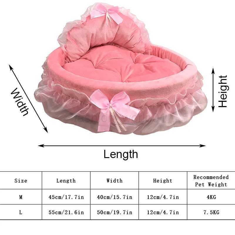 2025 new Cute bow lace mini puppy sleeping on the floor warm pad detachable dog basket pet bed furniture