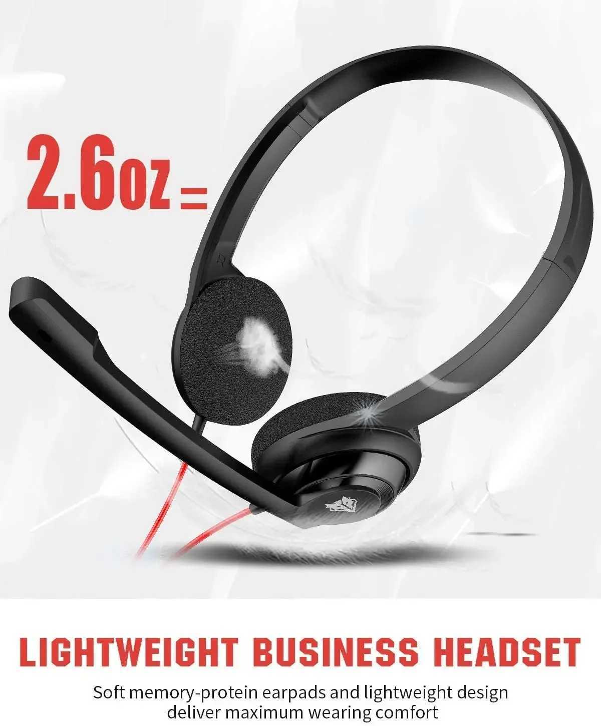 NUBWO HW02 USB Computer Headset with Clear Chat Mic On-Ear Wired Headset for MS Teams Skype Webinars Call Center and MoreM240729