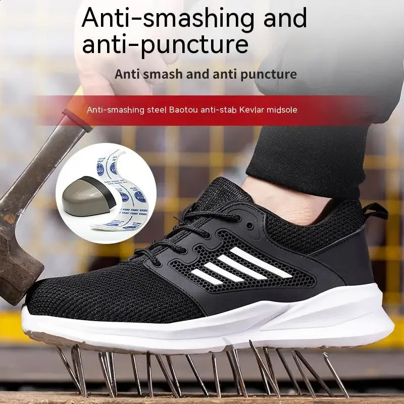 Sneakers Steel Toe Men Safety Puncture-Proof Work Shoes Boots Fashion Indestructible New Footwear Security 240722